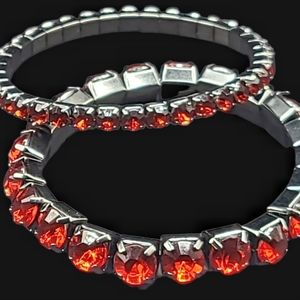 Vintage Fire Rhinestone Stretch Bracelet Set